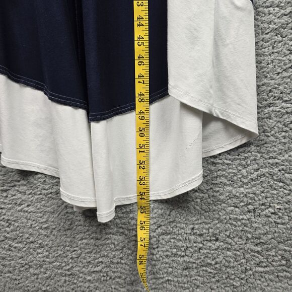 Karen Kane Tank Dress XL Blue White Colorblock Rayon Sleeveless High Low Resort - Picture 11 of 12